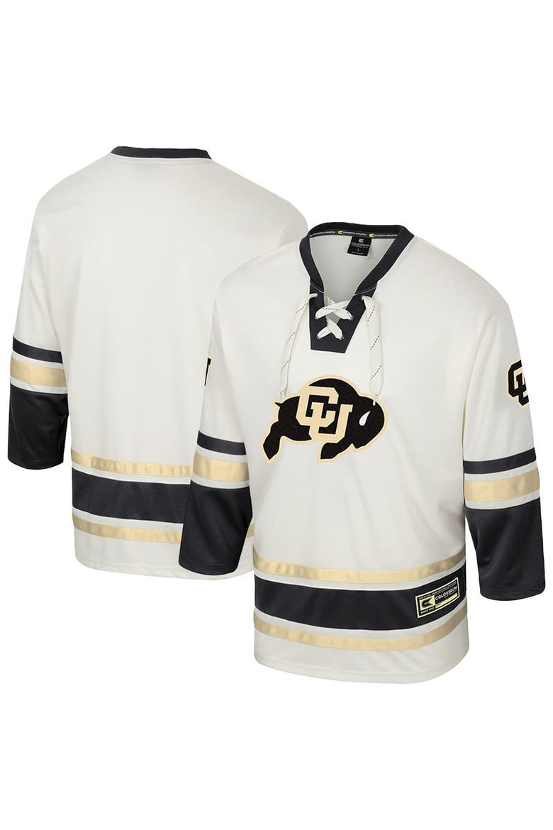 Men's Colosseum Cream Colorado Buffaloes Puck Proud Fashion Hockey Jersey, Main, color, Cream
