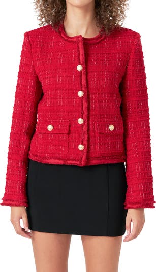 Fringe Trim Tweed Jacket