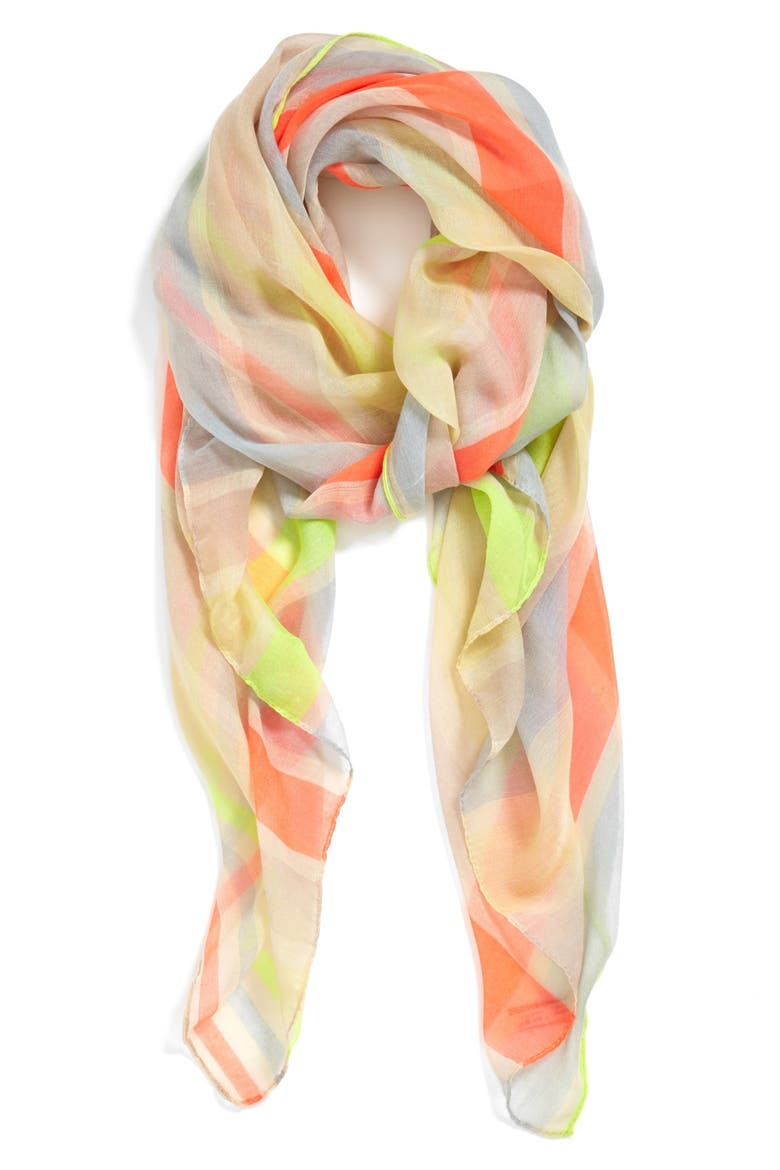'Neon Stripe' Scarf, Main, color, YELLOW