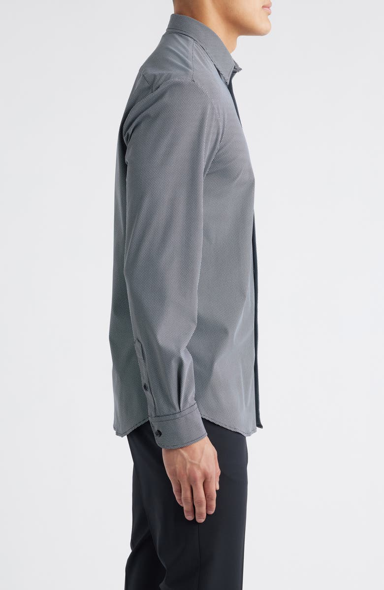 Emporio Armani Microdot Button-Up Shirt, Alternate, color, Solid Black