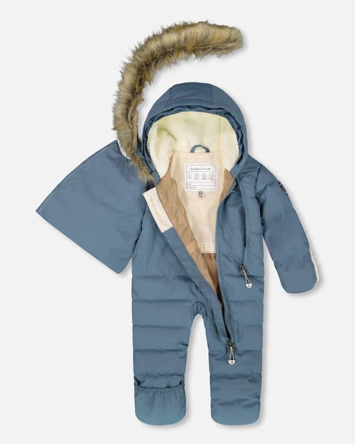 Deux Par Deux One-piece Snug Snowsuit Designed For Car Seat In Blue