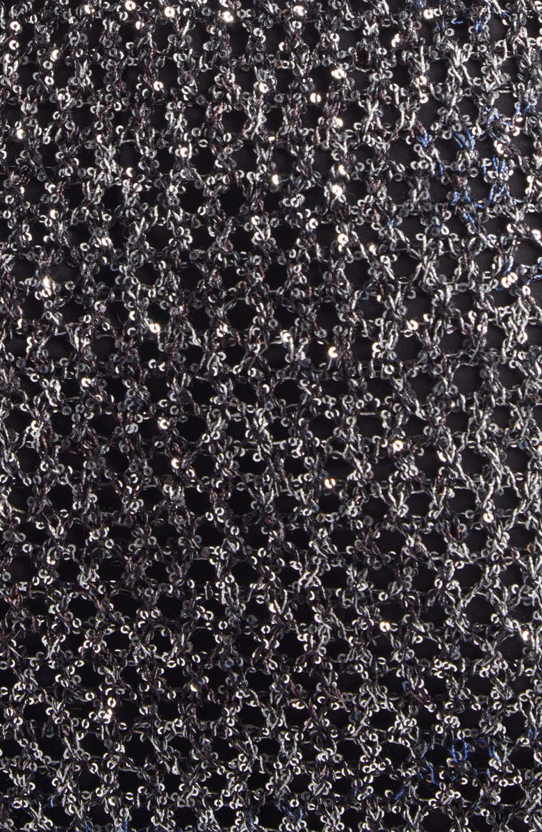 Missoni Sequin Metallic Tie Strap Open Stitch Sweater Dress, Alternate, color, Black Base With Blue