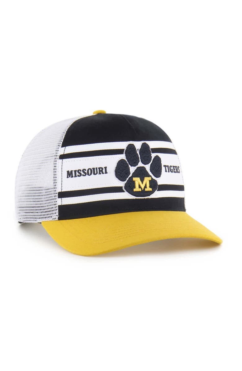 '47 Youth '47 Black/Gold Missouri Tigers Super Stripe Hitch Adjustable Trucker Hat, Alternate, color, Black