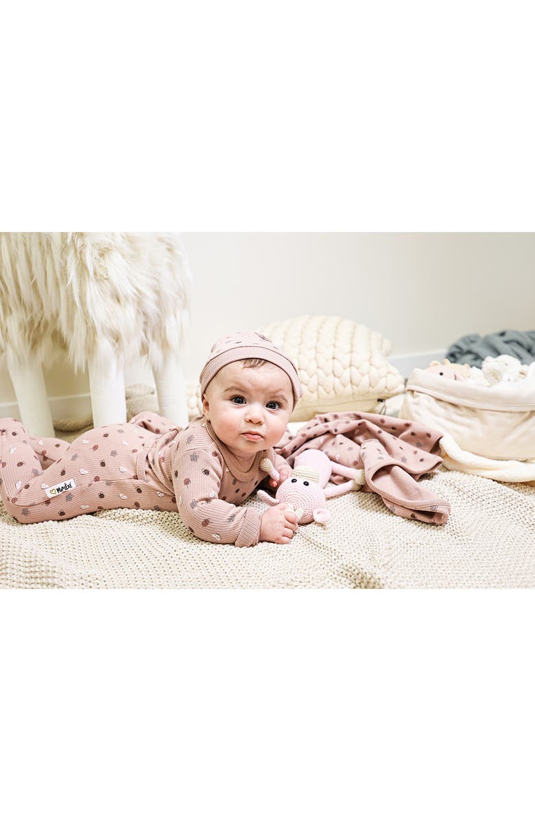 Manière Little Leaves Rib Cotton Blend Footie, Alternate, color,