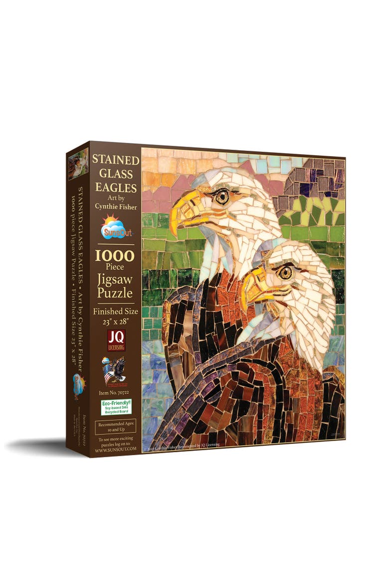 Stained Glass Eagles 1000 piece Jigsaw Puzzle for Adults, Main, color, Multicolor