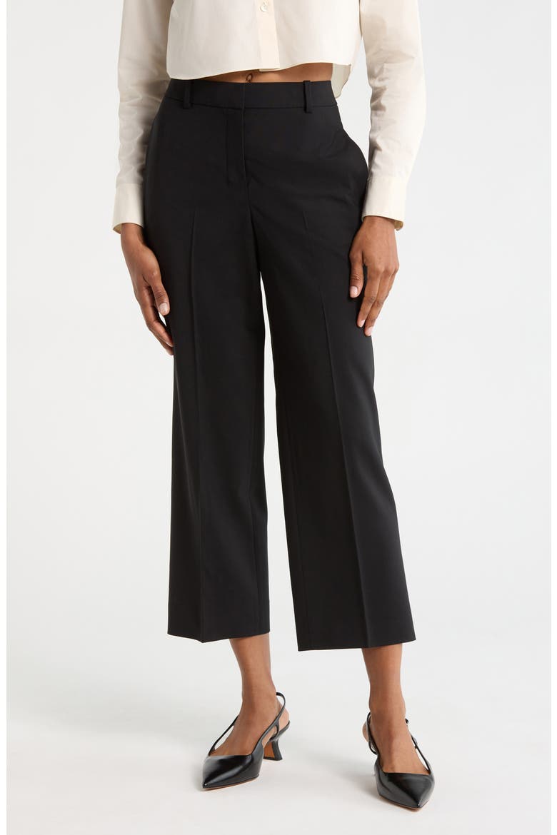 High Waist Straight Leg Pants, Main, color, BLACK
