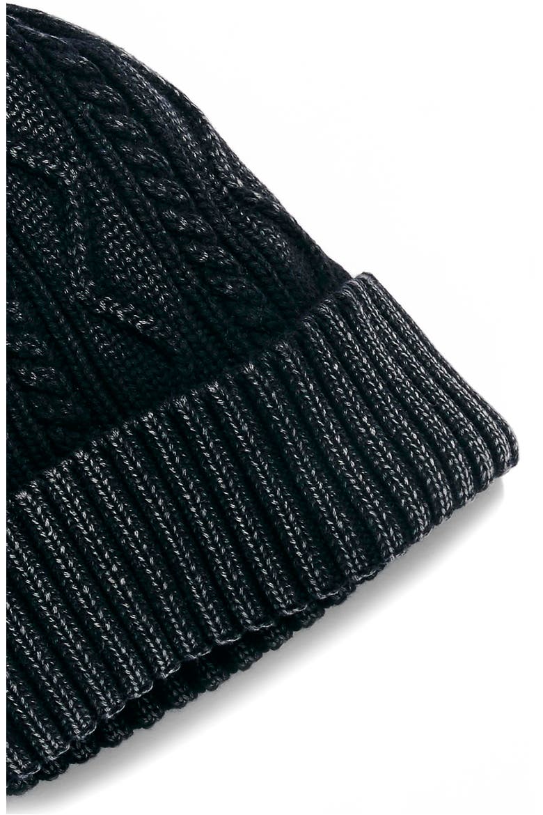 Storm Washed Cotton Cable Beanie, Alternate, color, BLACK