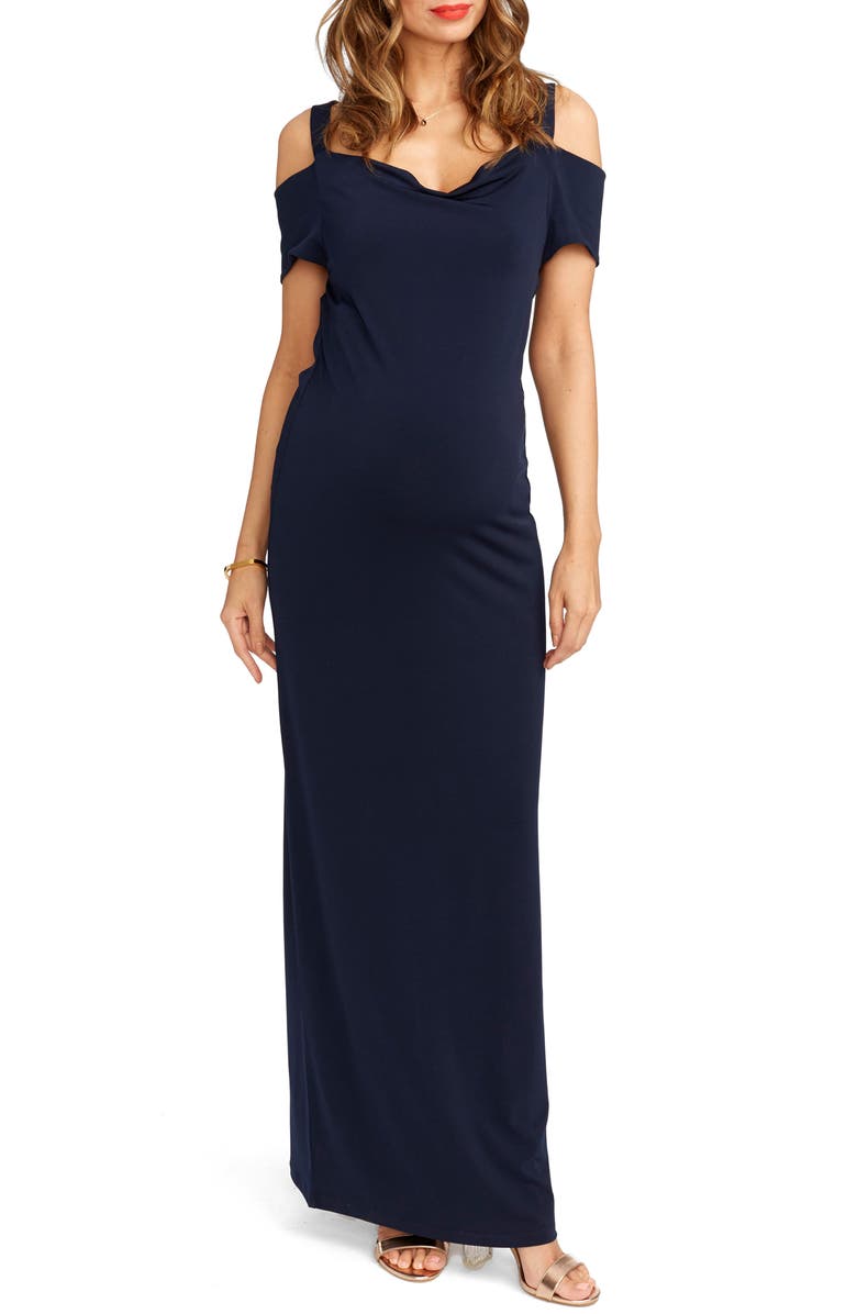Rosie Pope Jillian Cold Shoulder Maternity Maxi Dress, Main, color, 