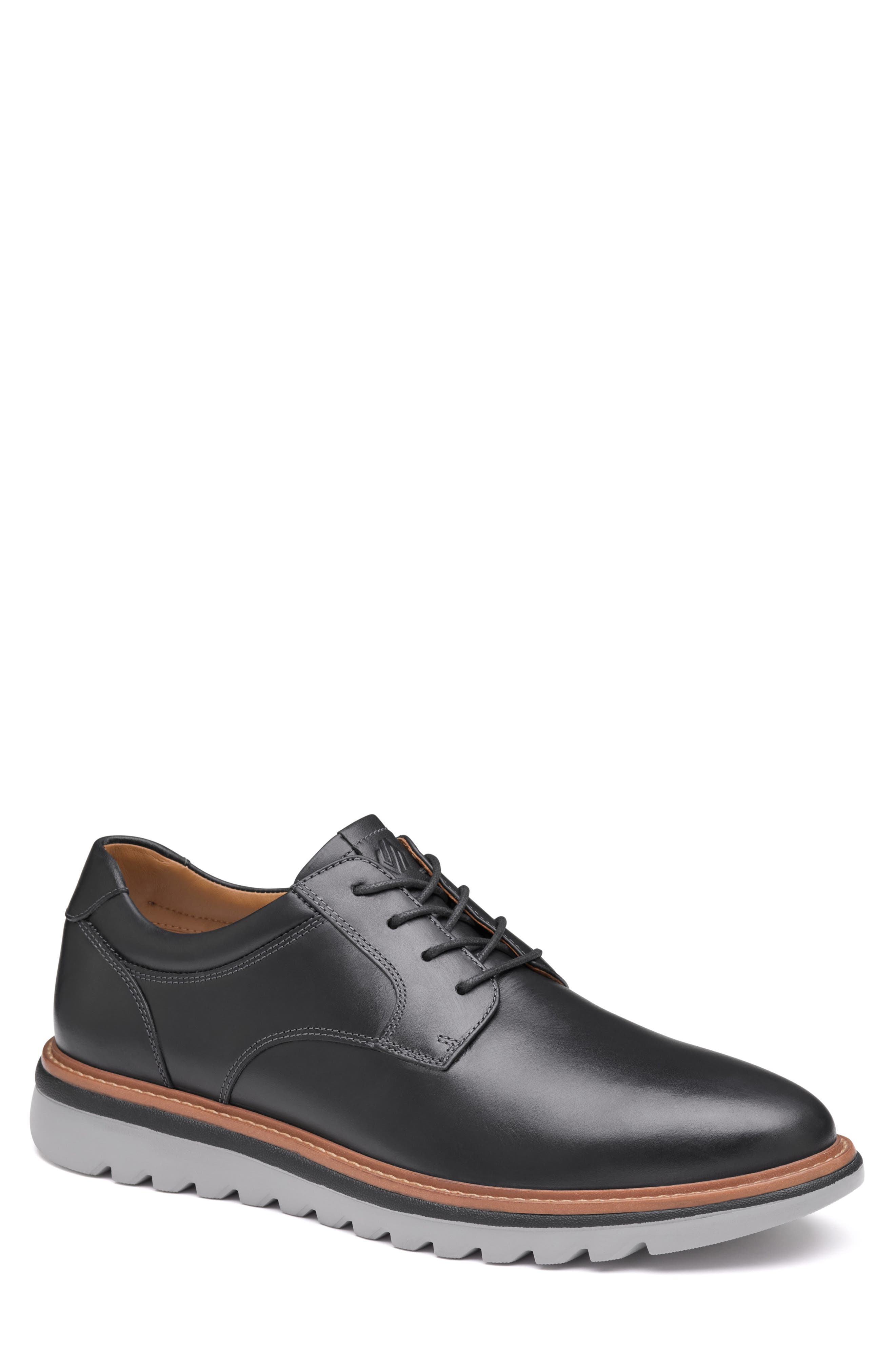Johnston & Murphy Braydon Plain Toe Derby, Main, color, Black Full Grain