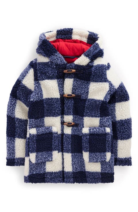 Kids' Check Fleece Hooded Duffle Coat (Toddler & Little Kid)