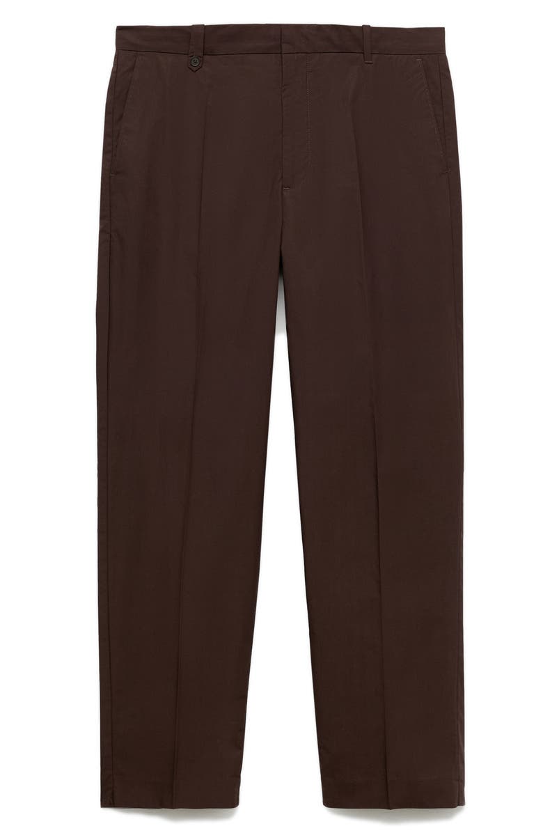 MANGO Regular Fit Cotton Pants, Alternate, color, Brown