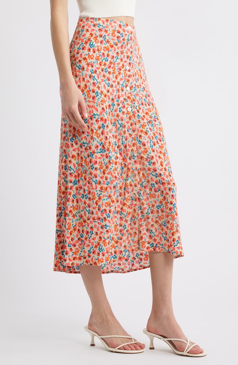 Rails Rosetta Floral Print Button Front Midi Skirt, Alternate, color,