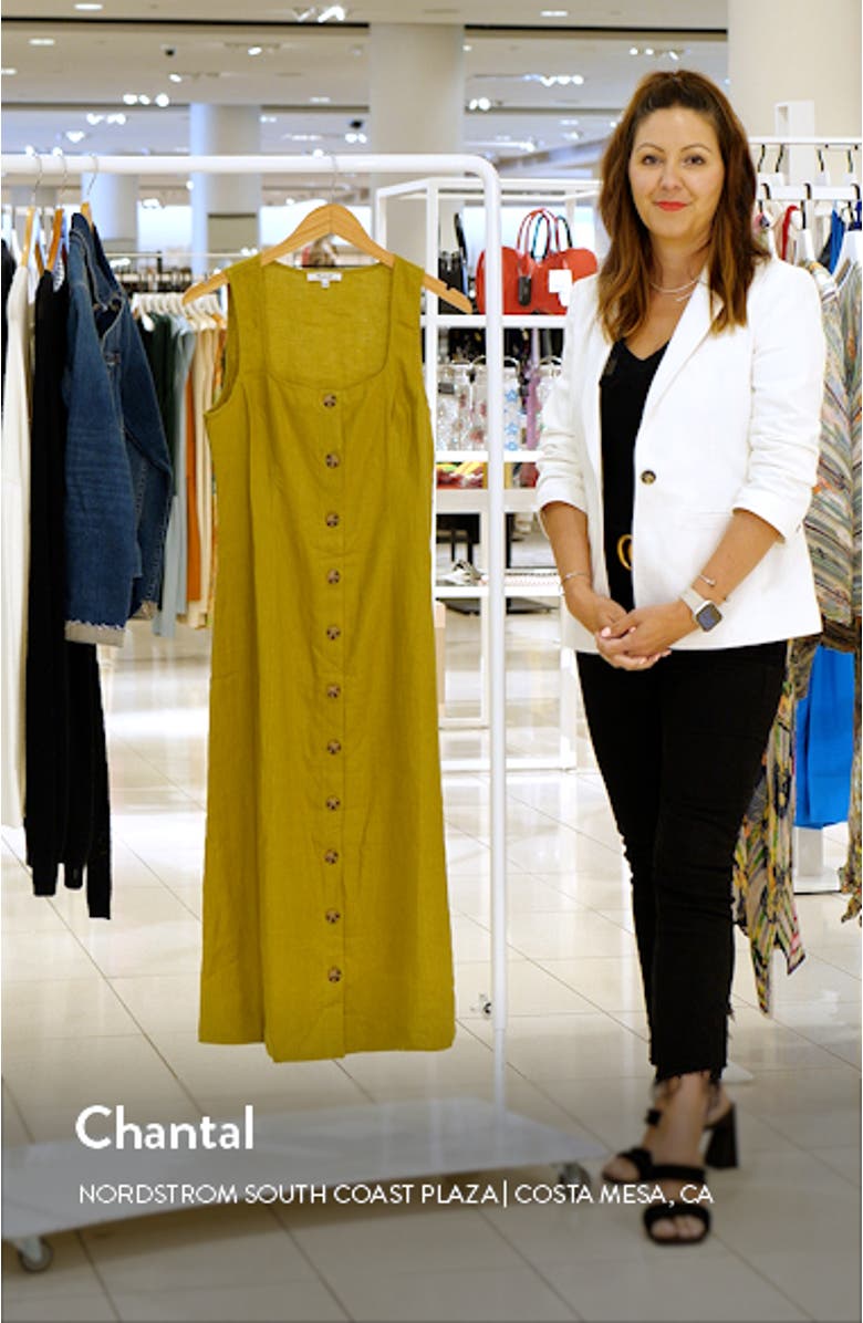 Button Front Linen Midi Dress, sales video thumbnail