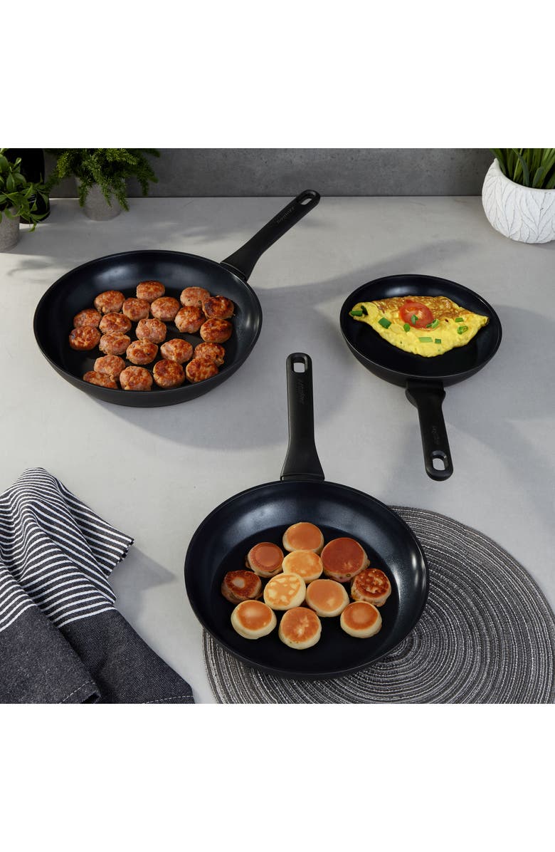 BergHOFF DiNA Helix 3-Piece Fry Pans, Alternate, color, Black