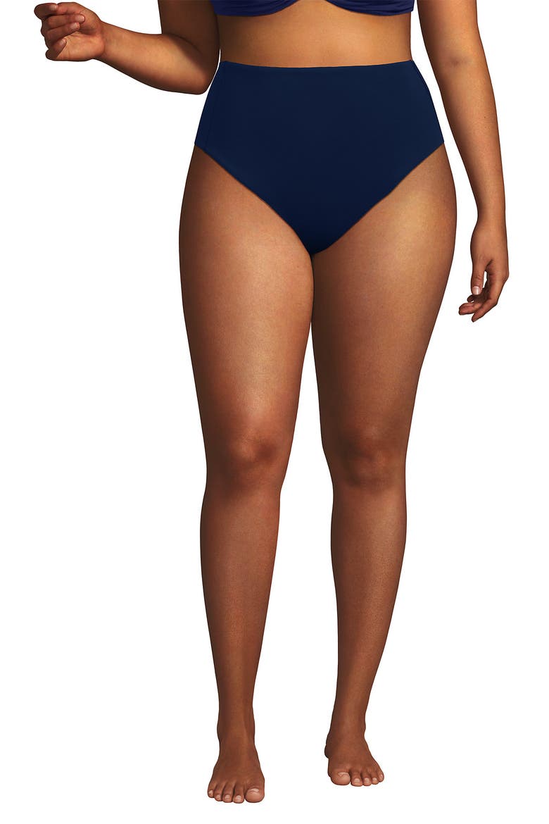 Tugless QuickDry High Waisted High Leg Bikini Bottoms, Main, color, Deep Sea Navy