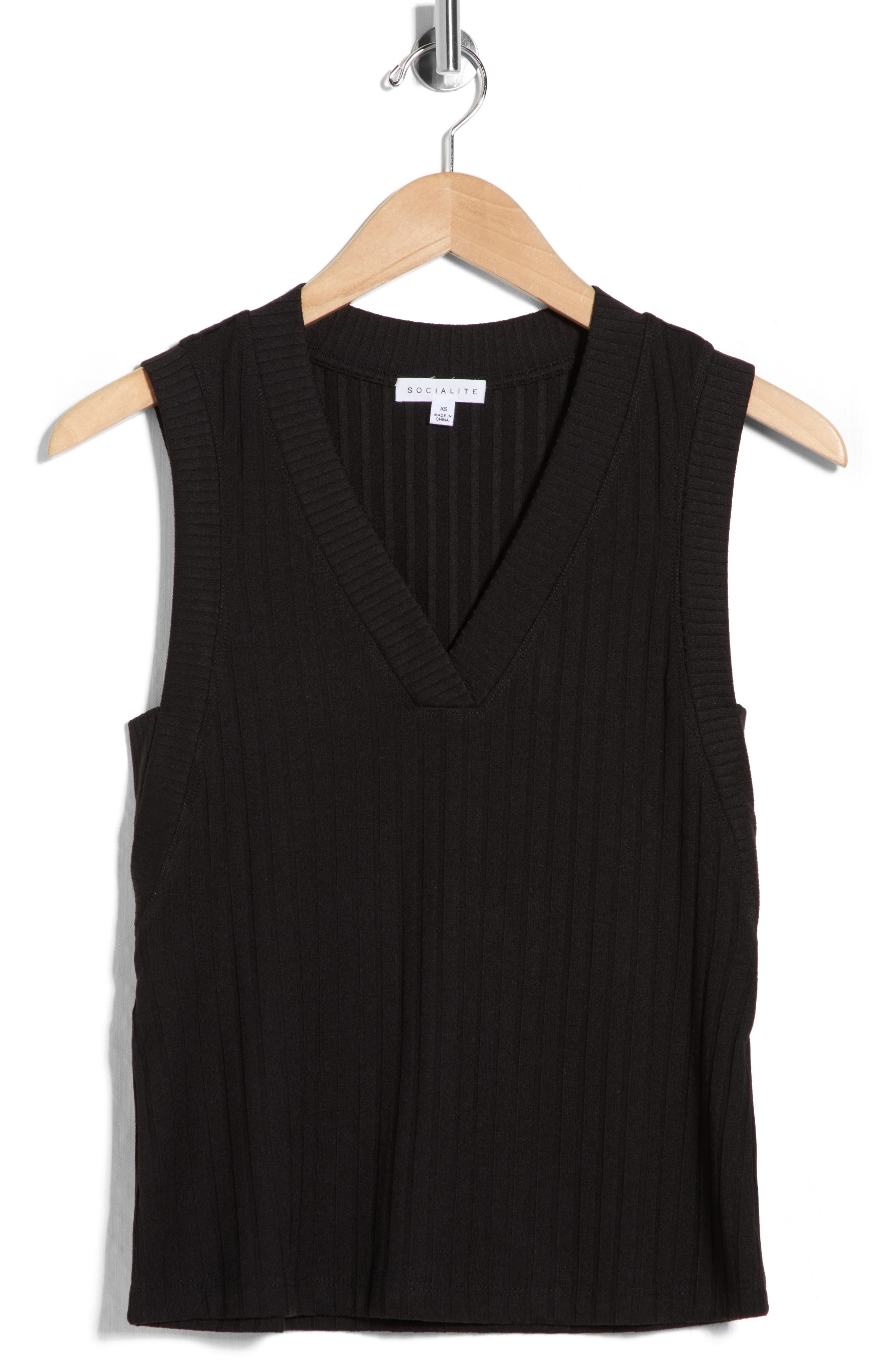 Socialite V-Neck Ribbed Knit Tank