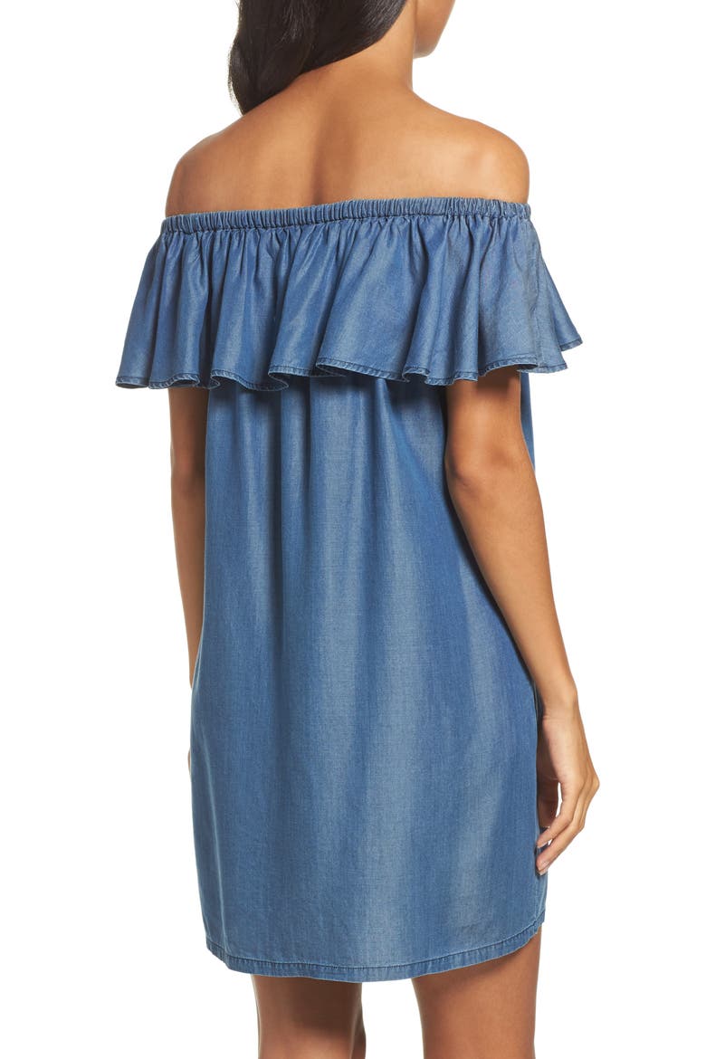 Off the Shoulder Chambray Cover-Up Dress, Alternate, color, CHAMBRAY