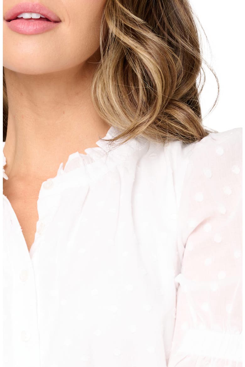 Dianthus Clip Dot Cotton Popover Shirt, Alternate, color, WHITE DOT