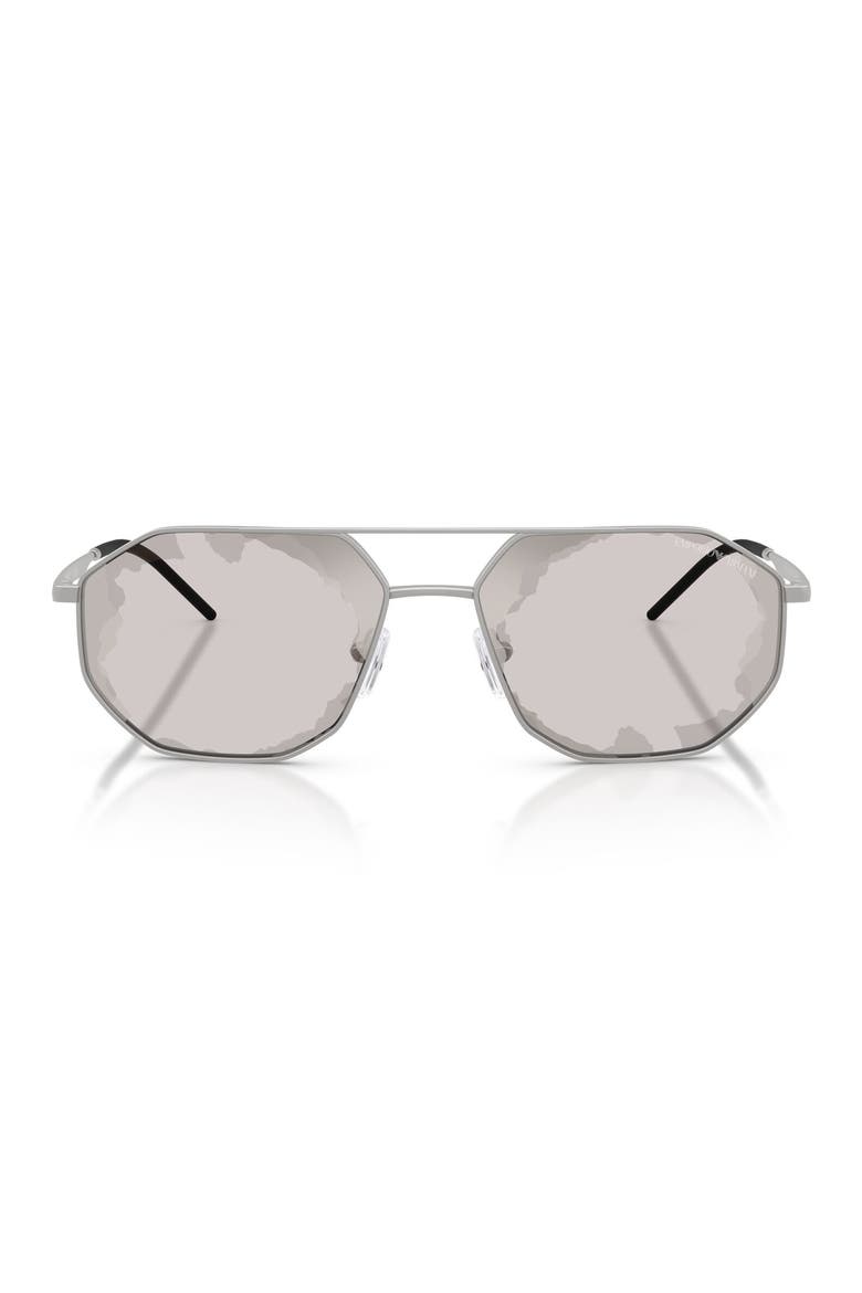 58mm Aviator Sunglasses, Main, color, MATTE SILVER / SMOKE BLACK