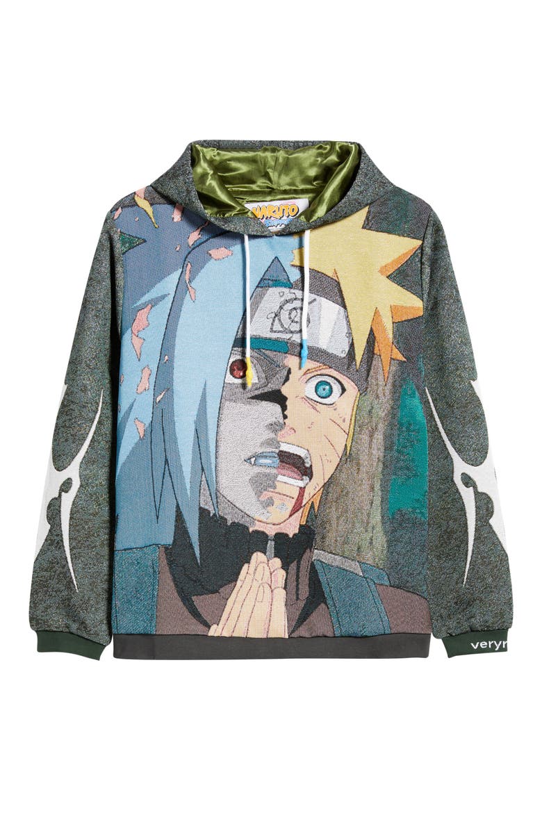 Narutu vs. Sasuke Jacquard Graphic Hoodie, Alternate, color, GRAY