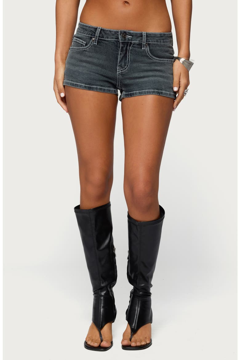 Whitlie Contrast Stitch Denim Shorts, Main, color, BLUE-VINTAGE-WASHED