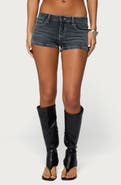 EDIKTED Whitlie Contrast Stitch Denim Shorts