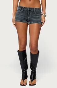 EDIKTED Whitlie Contrast Stitch Denim Shorts
