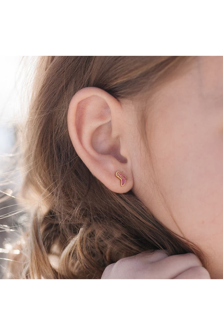 Cowboy Boot Stud Earrings, Alternate, color, Pink