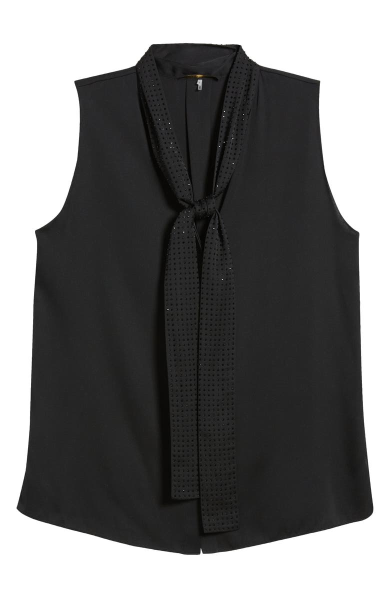 KOBI HALPERIN Evelyn Sequin Tie Neck Sleeveless Silk Blend Button-Up Top, Alternate, color, 