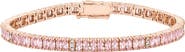 Crislu Pink Hues Cubic Zirconia Tennis Bracelet