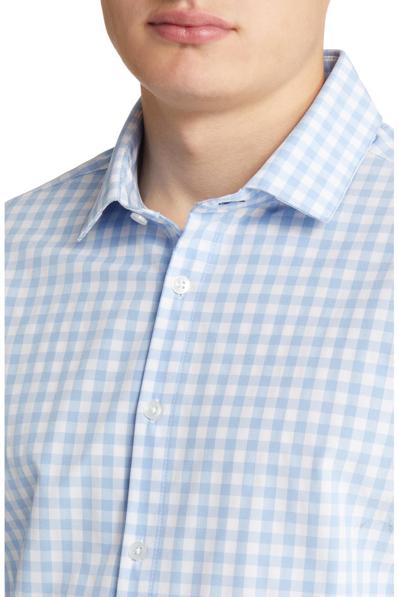 Men's Leeward Trim Fit GinghamButton-Up Shirt, Alternate, color, LIGHT BLUE GINGHAM