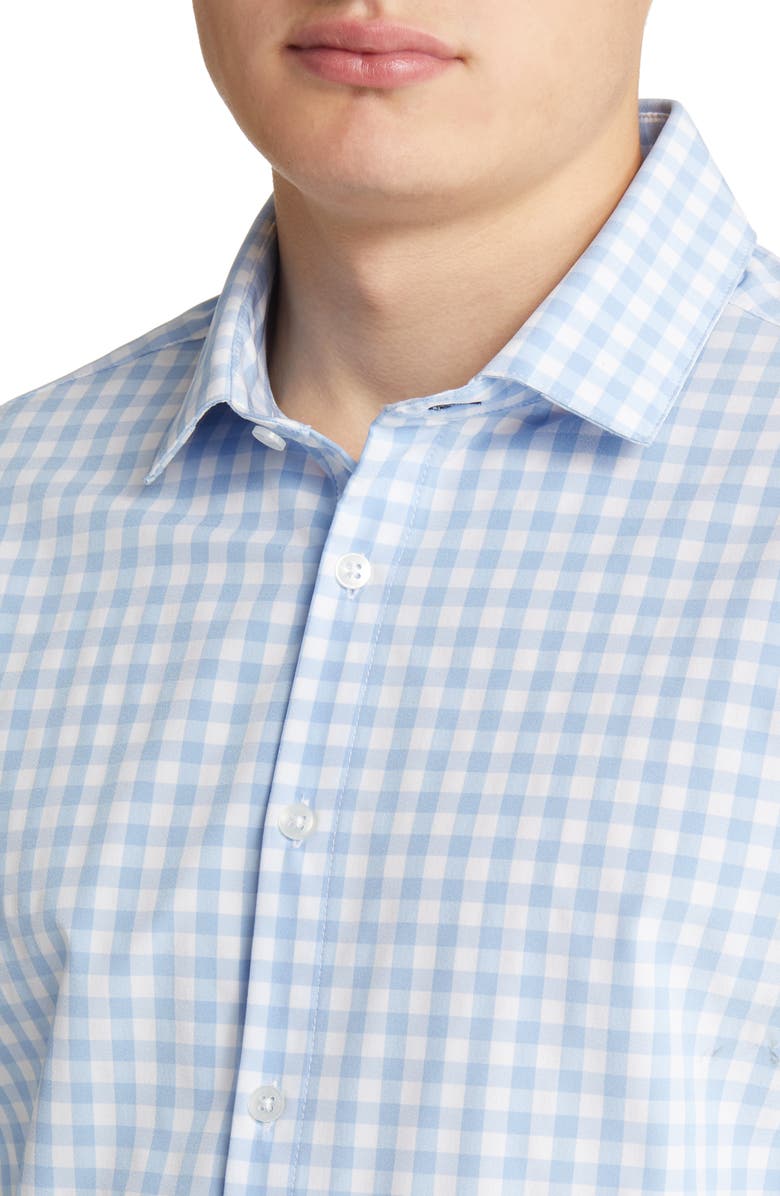 Mizzen+Main Men's Leeward Trim Fit GinghamButton-Up Shirt, Alternate, color, Light Blue Gingham