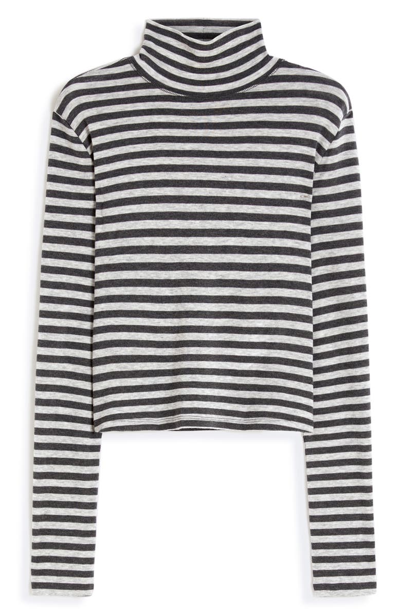 MM by Max Mara Blasy Stripe Mock Neck Top, Alternate, color, Dark Grey
