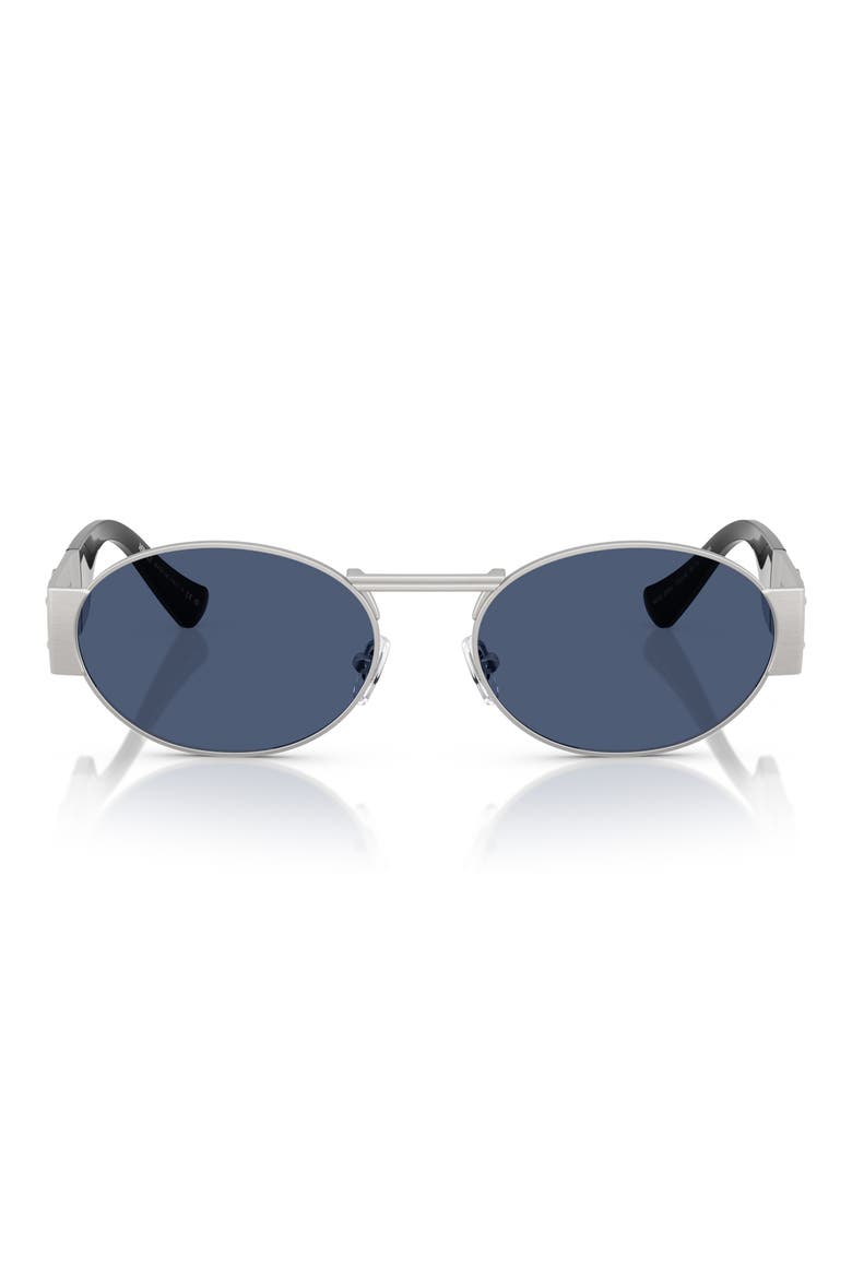 56mm Oval Sunglasses, Main, color, SILVER / DARK BLUE