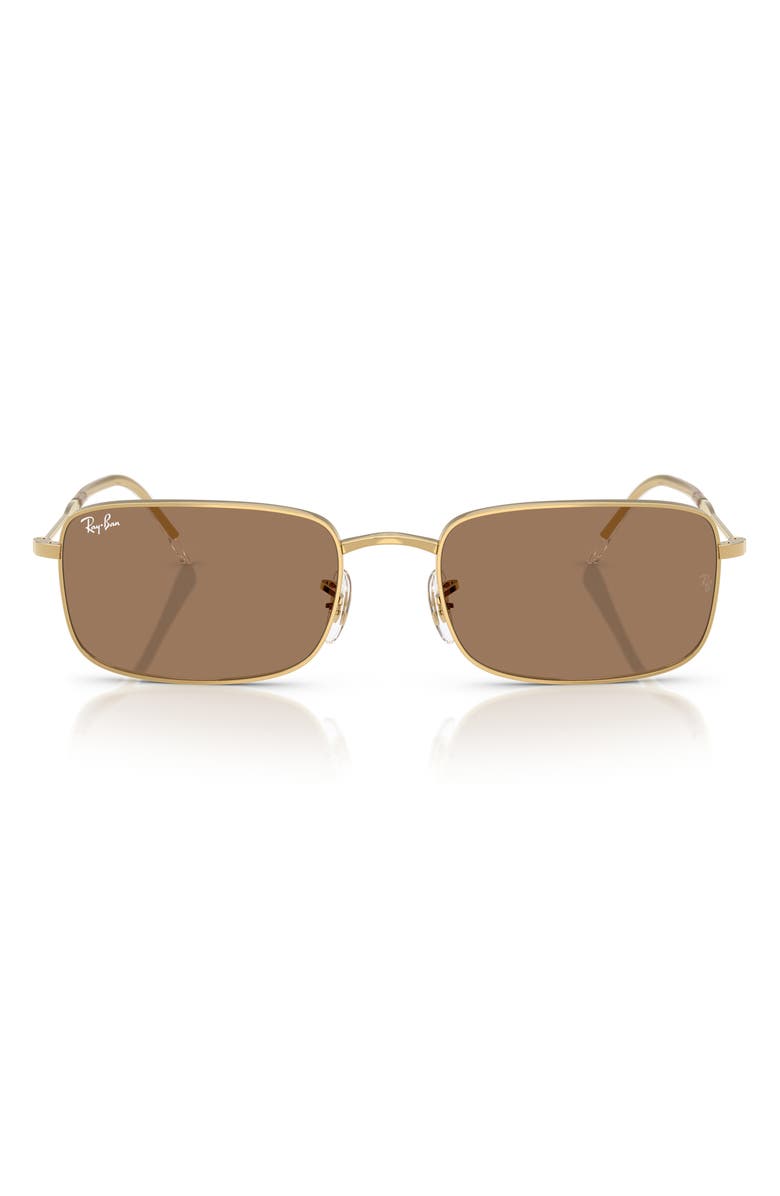 Ray-Ban 56mm Rectangular Sunglasses, Main, color, Arista / Brown