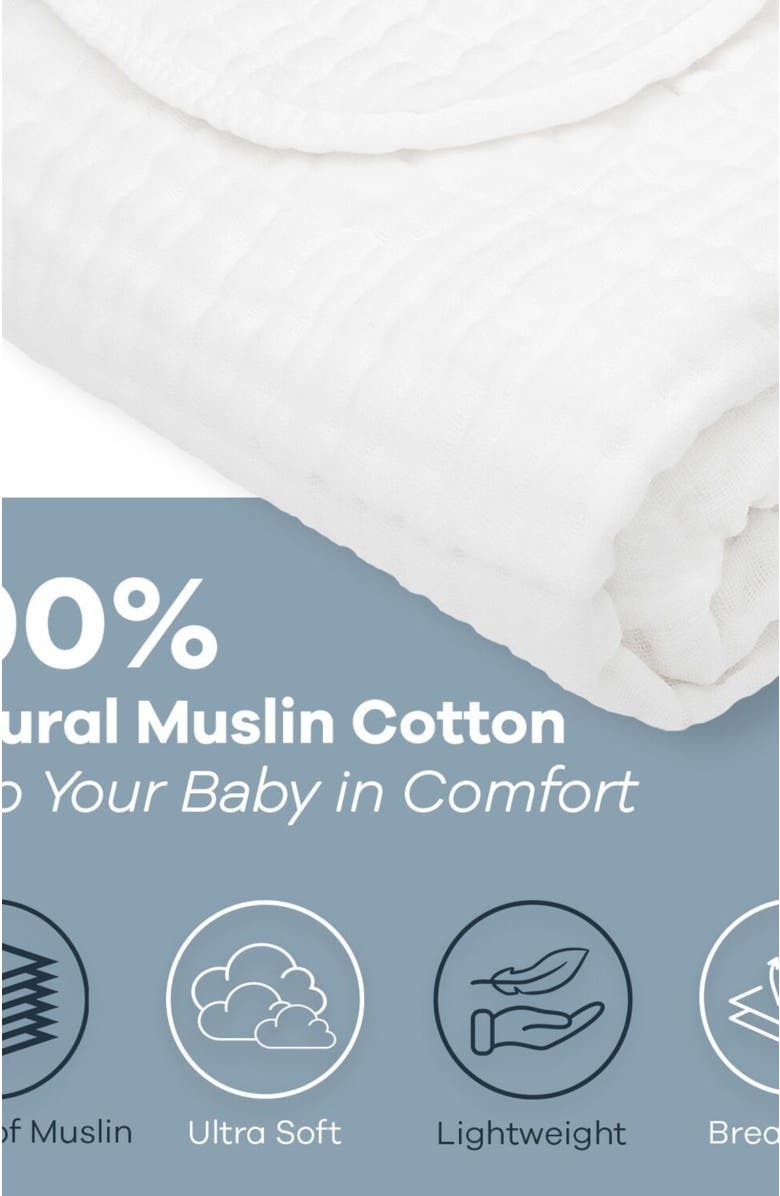 Comfy Cubs Baby Muslin Blanket, Alternate, color, White