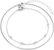 Mint & Lily Bezel Set Diamond Bracelet and Box Chain Bracelet Stacking Set