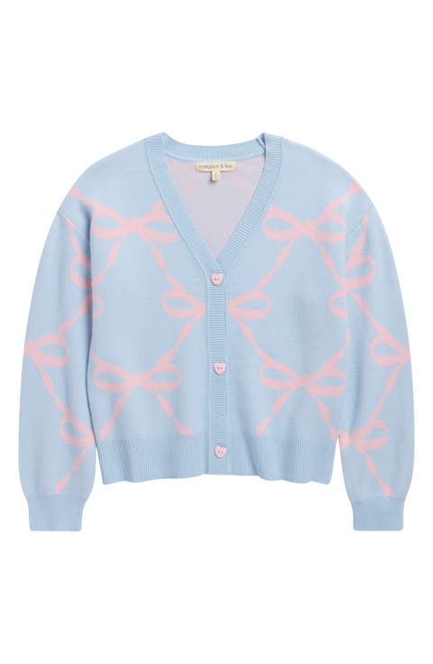 Kids' Bow Jacquard Cardigan