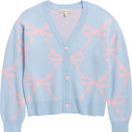 MARGAUX AND LEXI Kids' Bow Jacquard Cardigan