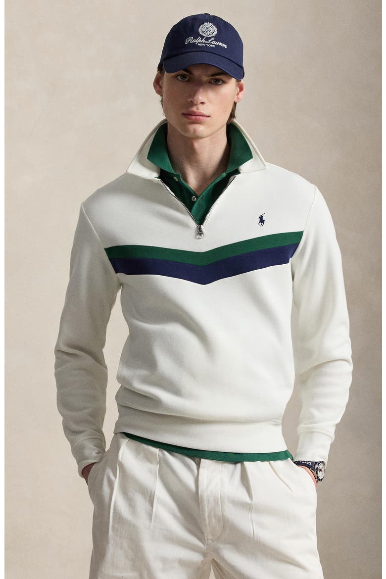Double Knit Quarter Zip Sweatshirt, Alternate, color, WHITE