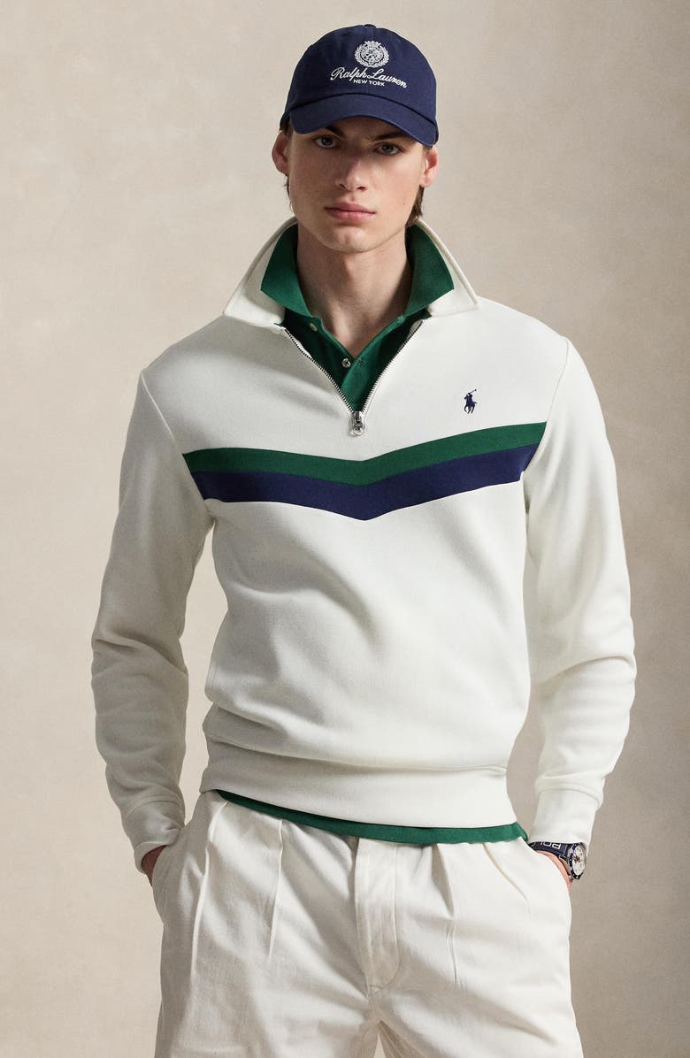 Polo Ralph Lauren Double Knit Quarter Zip Sweatshirt, Alternate, color, White