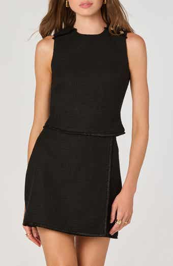 ASTR the Label Asymmetric Button Detail Tweed Top