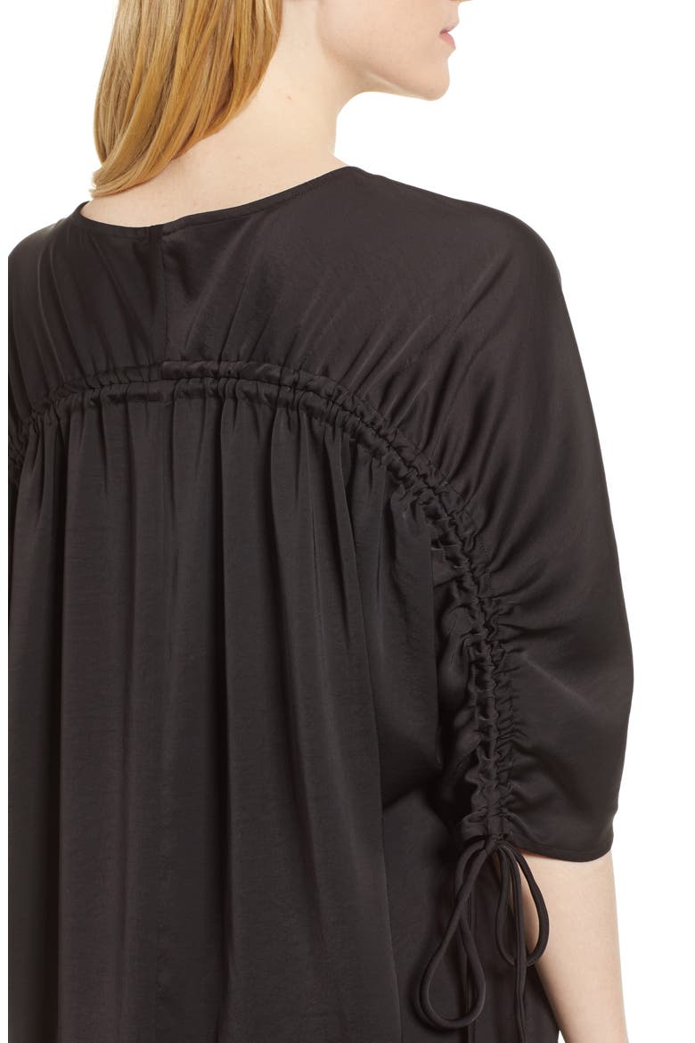Shirred Dress, Alternate, color, BLACK