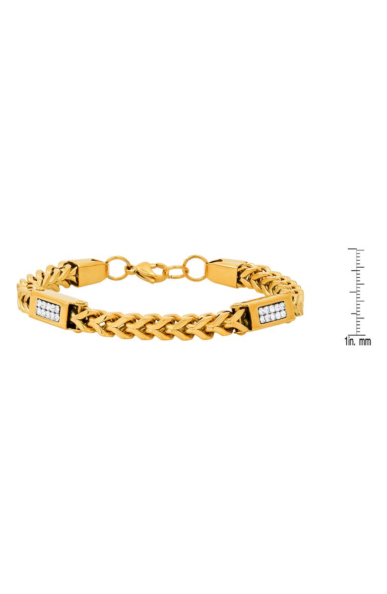 HMY JEWELRY 18k Gold Plated Stainless Steel Simulated Diamond Chain Bracelet, Alternate, color, 