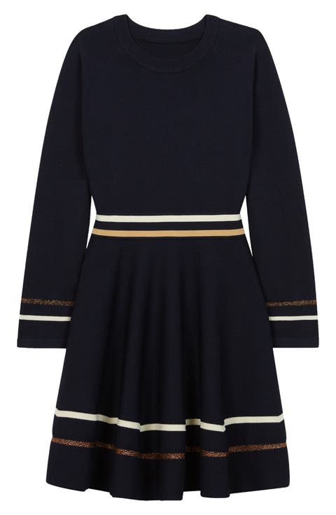 Kids' Edith Metallic Stripe Long Sleeve Sweater Dress (Little Kid & Big Kid)