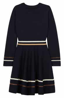 Reiss Kids' Edith Metallic Stripe Long Sleeve Sweater Dress