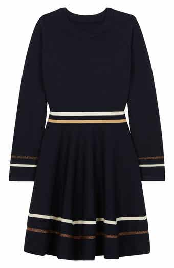 Reiss Kids' Edith Metallic Stripe Long Sleeve Sweater Dress