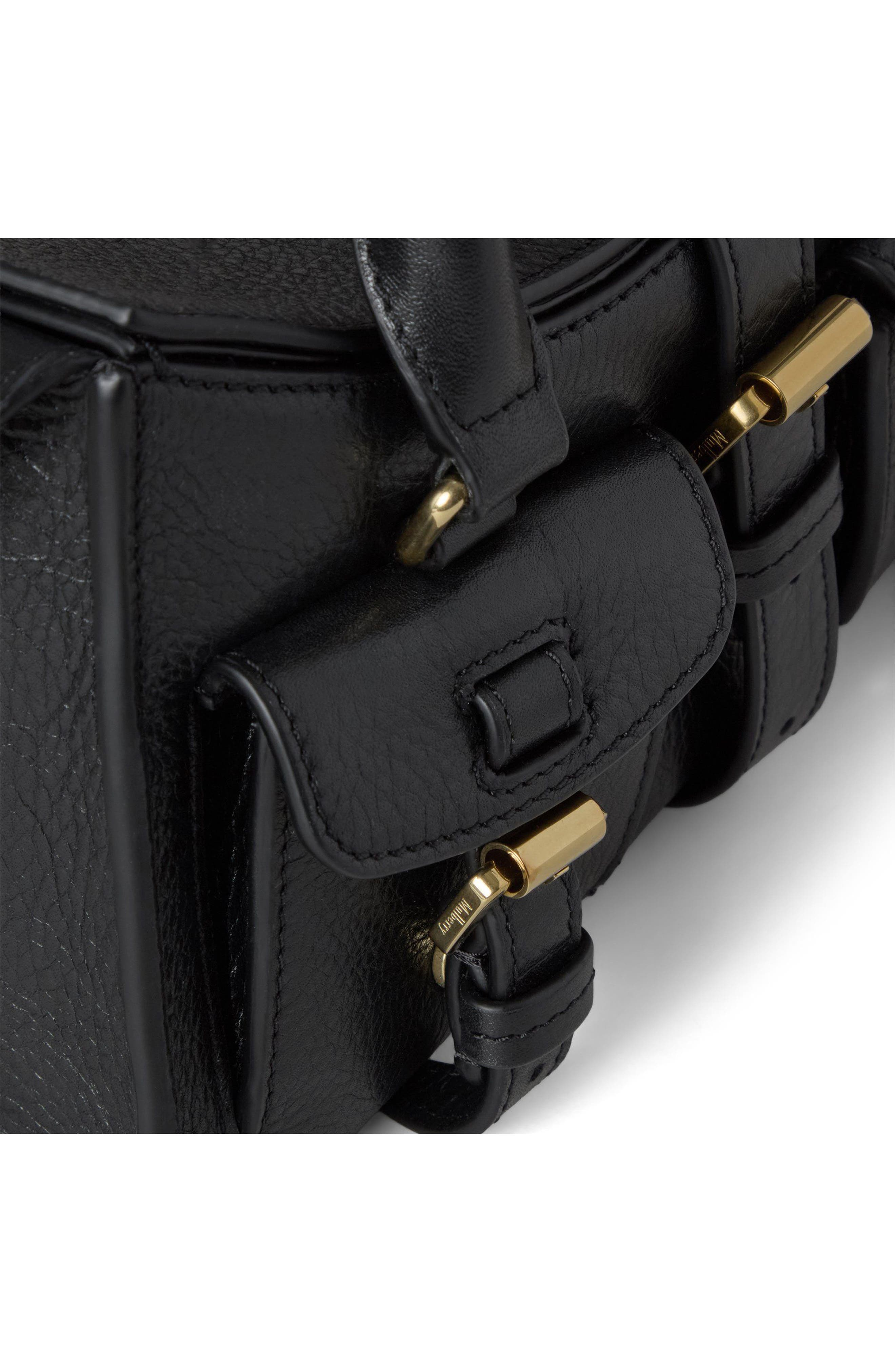 Mulberry Mini Roxanne High Shine Leather Crossbody Bag, Alternate, color, Black