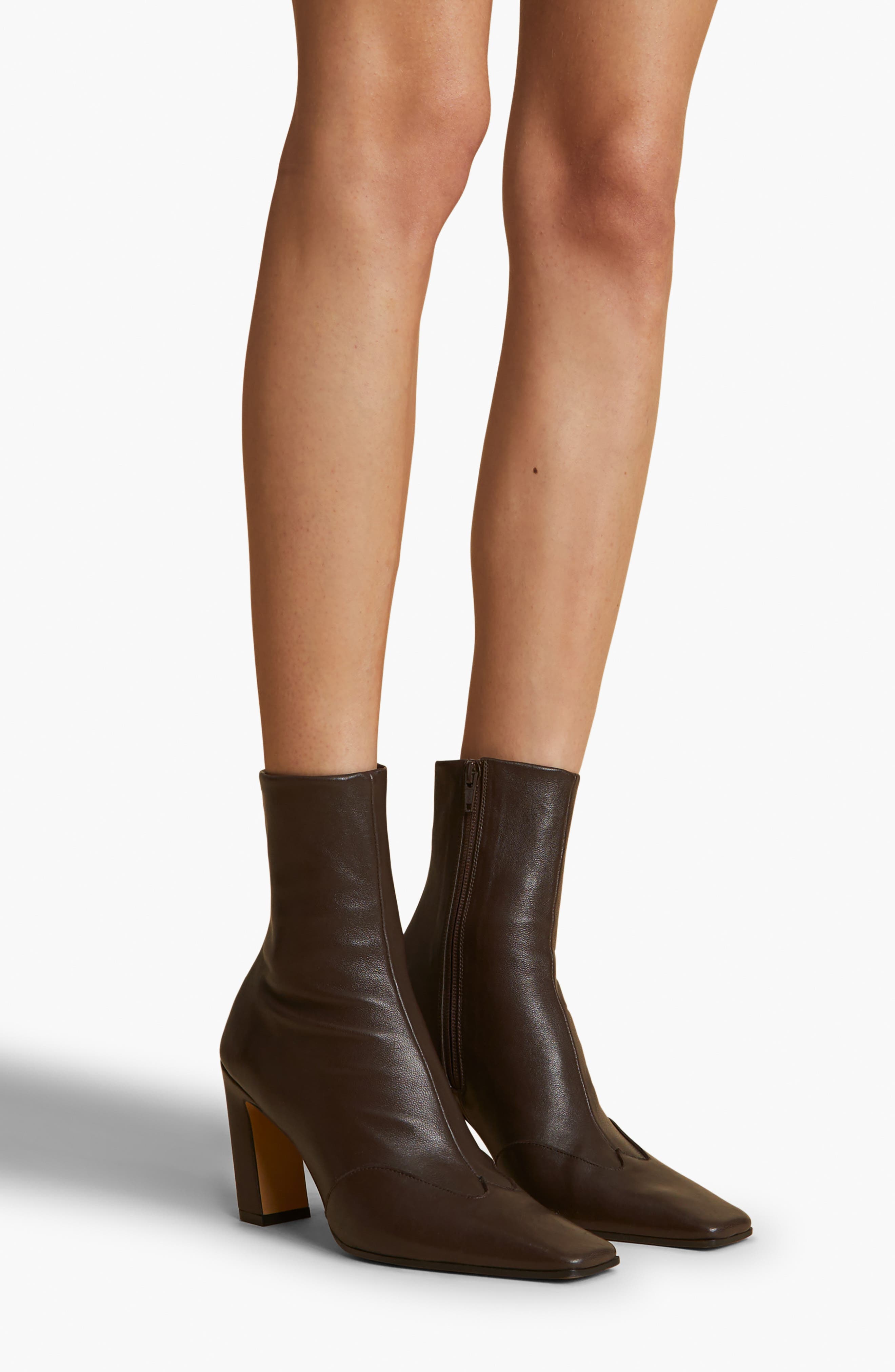 Nevada Square Toe Bootie, Alternate, color, DARK BROWN