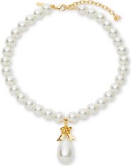 Lele Sadoughi Faux Pearl Box Droplet Necklace